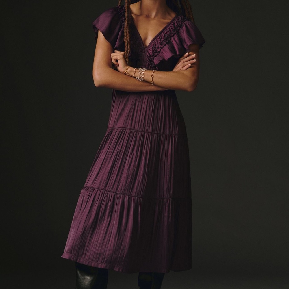 Dark purple Anthropologie midi dress